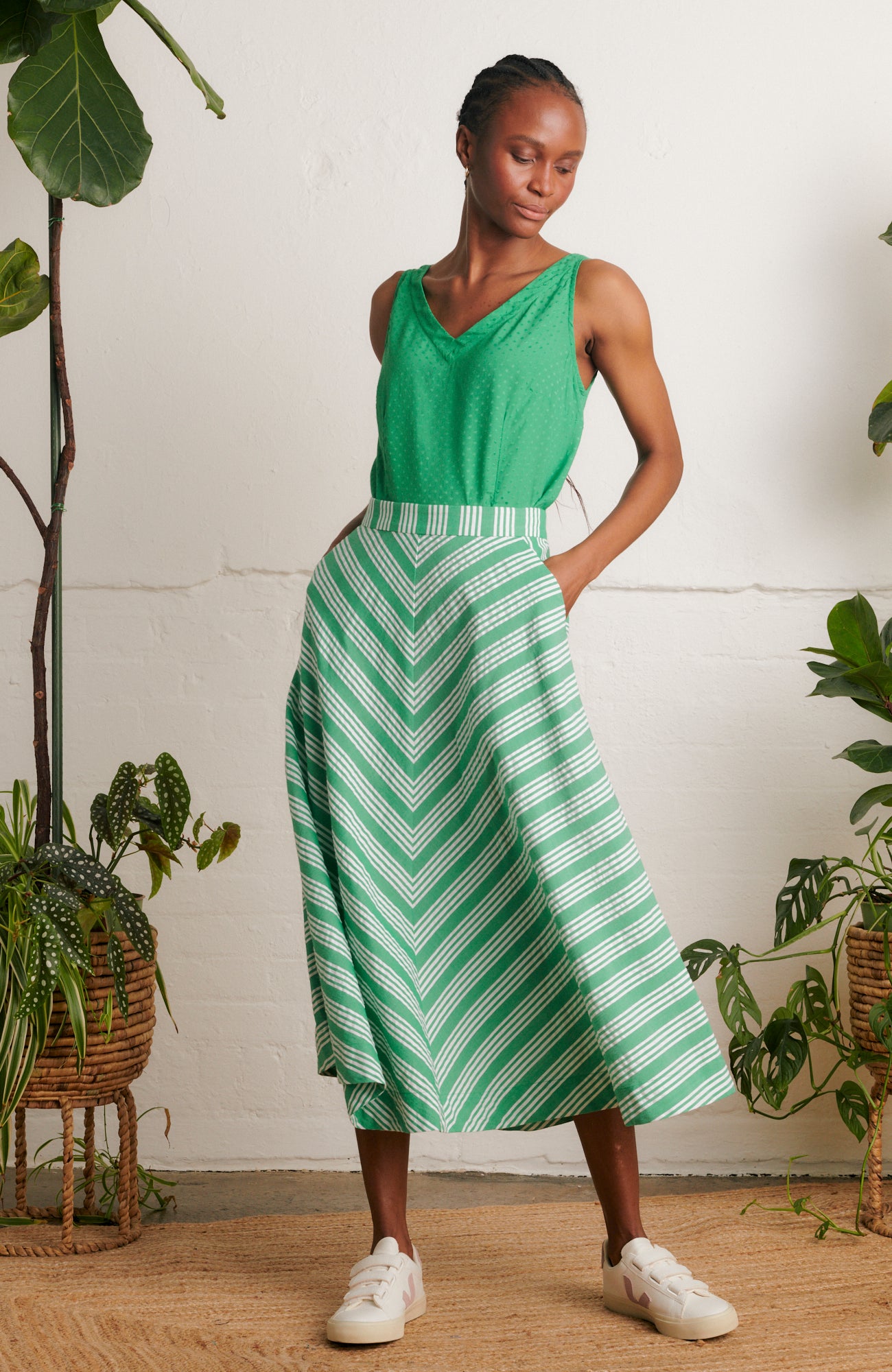 Image of Sandra Beachcomber Stripe Green Skirt Spring/Summer 2024 - Skirt