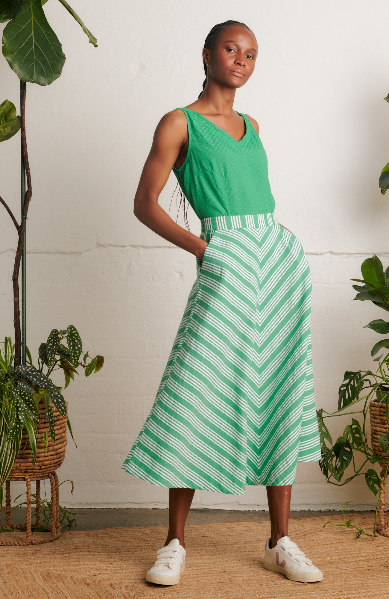 Image of Sandra Beachcomber Stripe Green Skirt PRE-ORDER Spring/Summer 2024 - Skirt