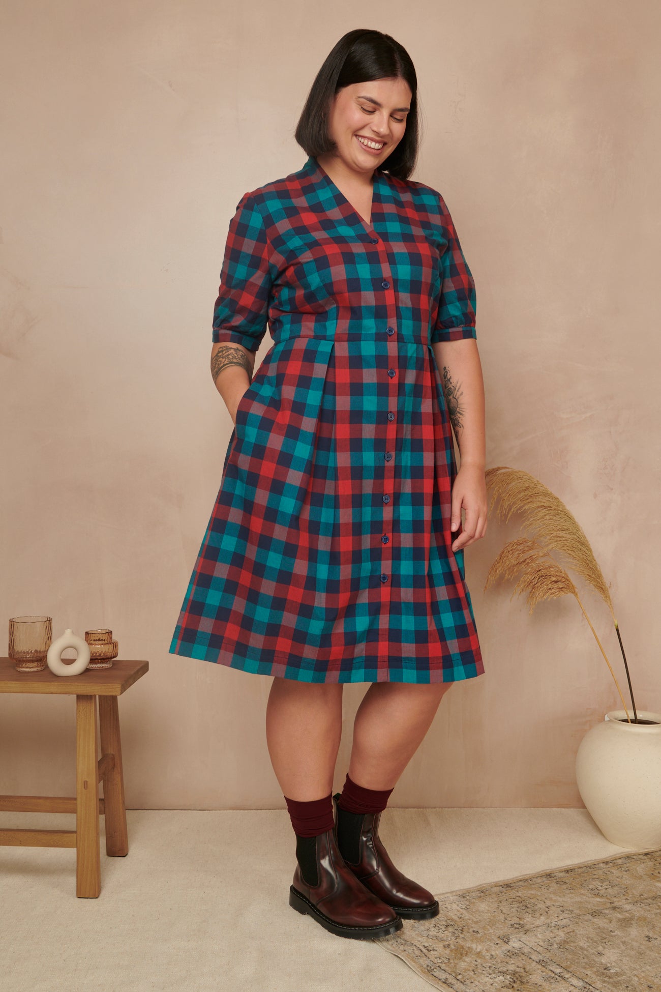 Image of Stella Jewel Check Shirt Dress Autumn/Winter 2023 - Dress