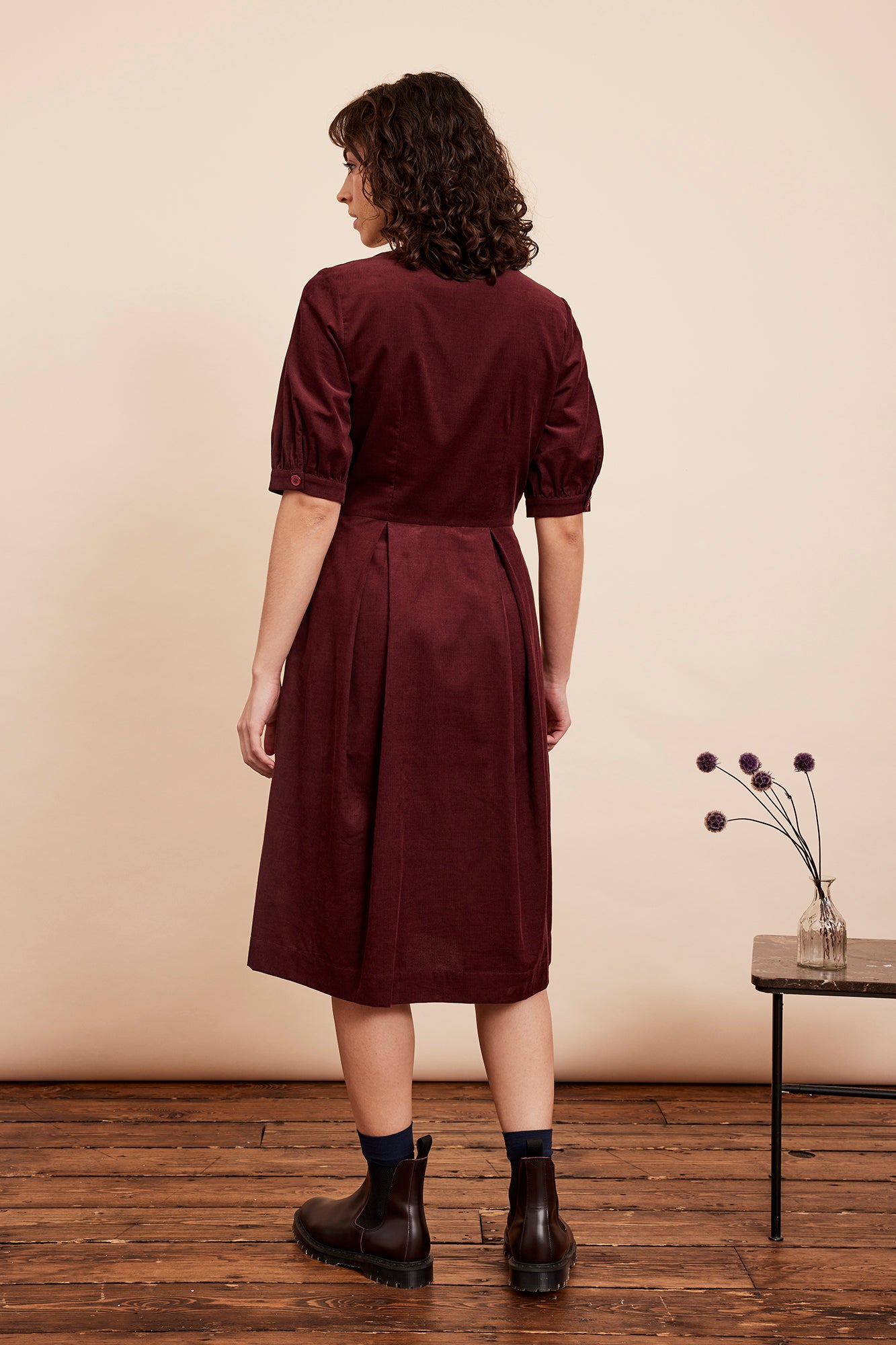 Image of Stella Needlecord Bordeaux Shirt Dress Autumn/Winter 2024 - Dress