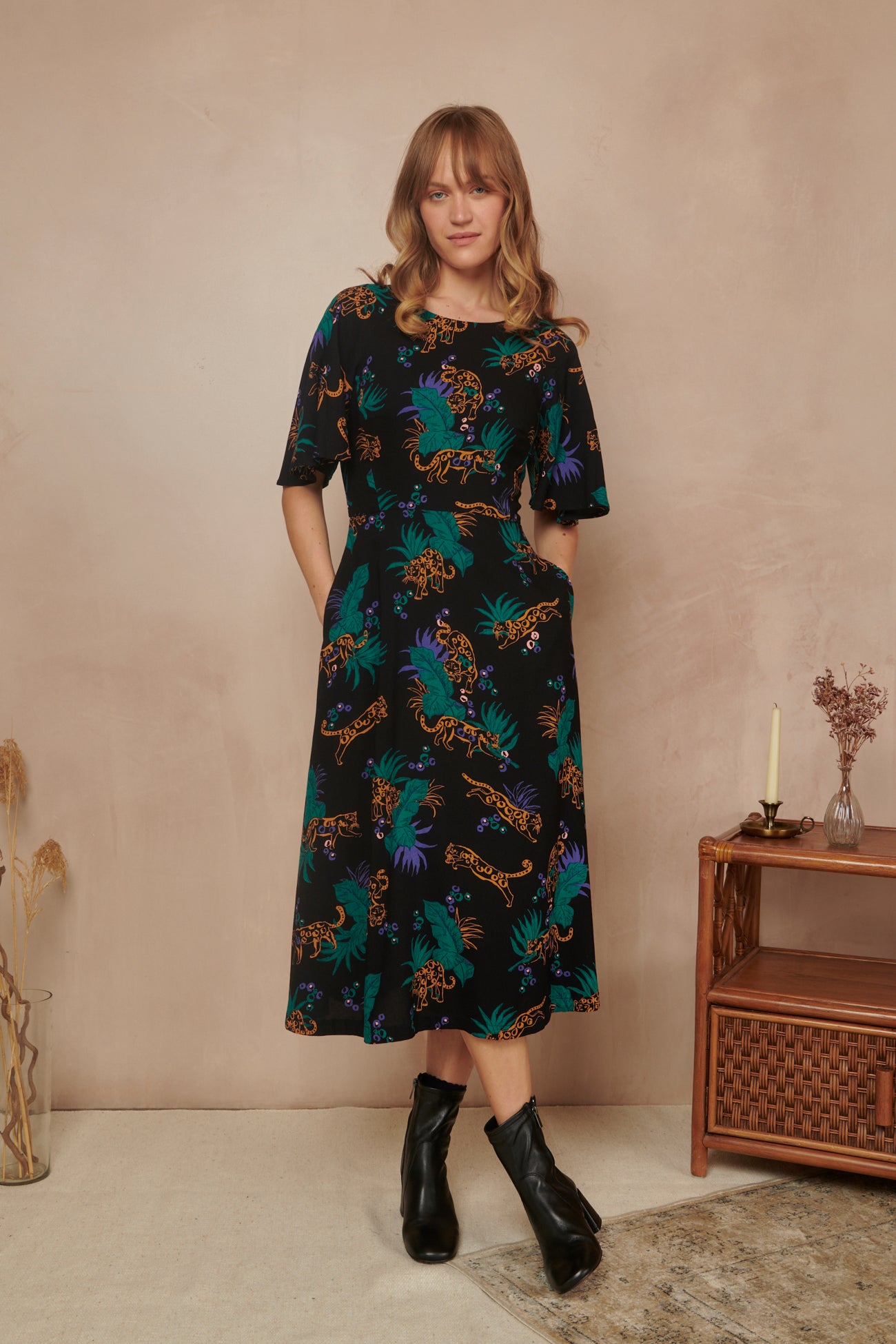 Image of Suzanna Midnight Leopard Dress Carryover - Dress