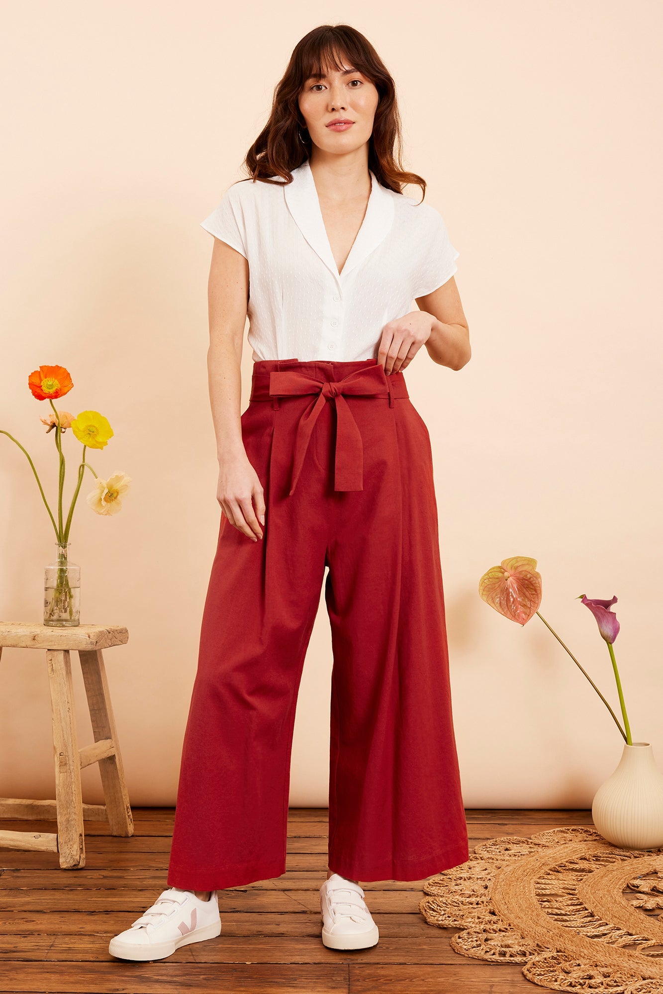 Image of GILDA PAPRIKA COTTON LINEN TROUSER - NON RETURNABLE SAMPLE SAMPLE SALE - Trouser