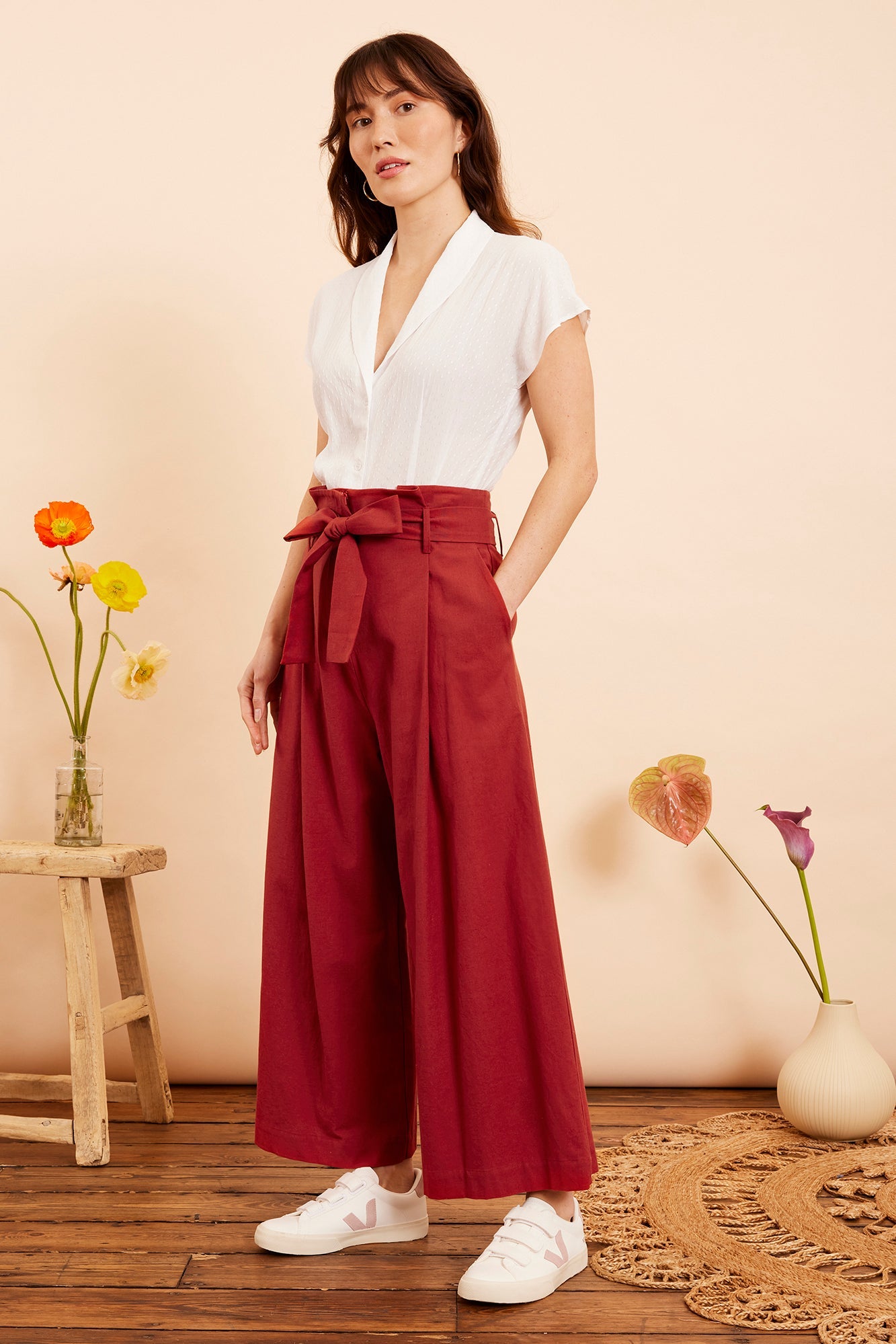 Image of GILDA PAPRIKA COTTON LINEN TROUSER - NON RETURNABLE SAMPLE SAMPLE SALE - Trouser