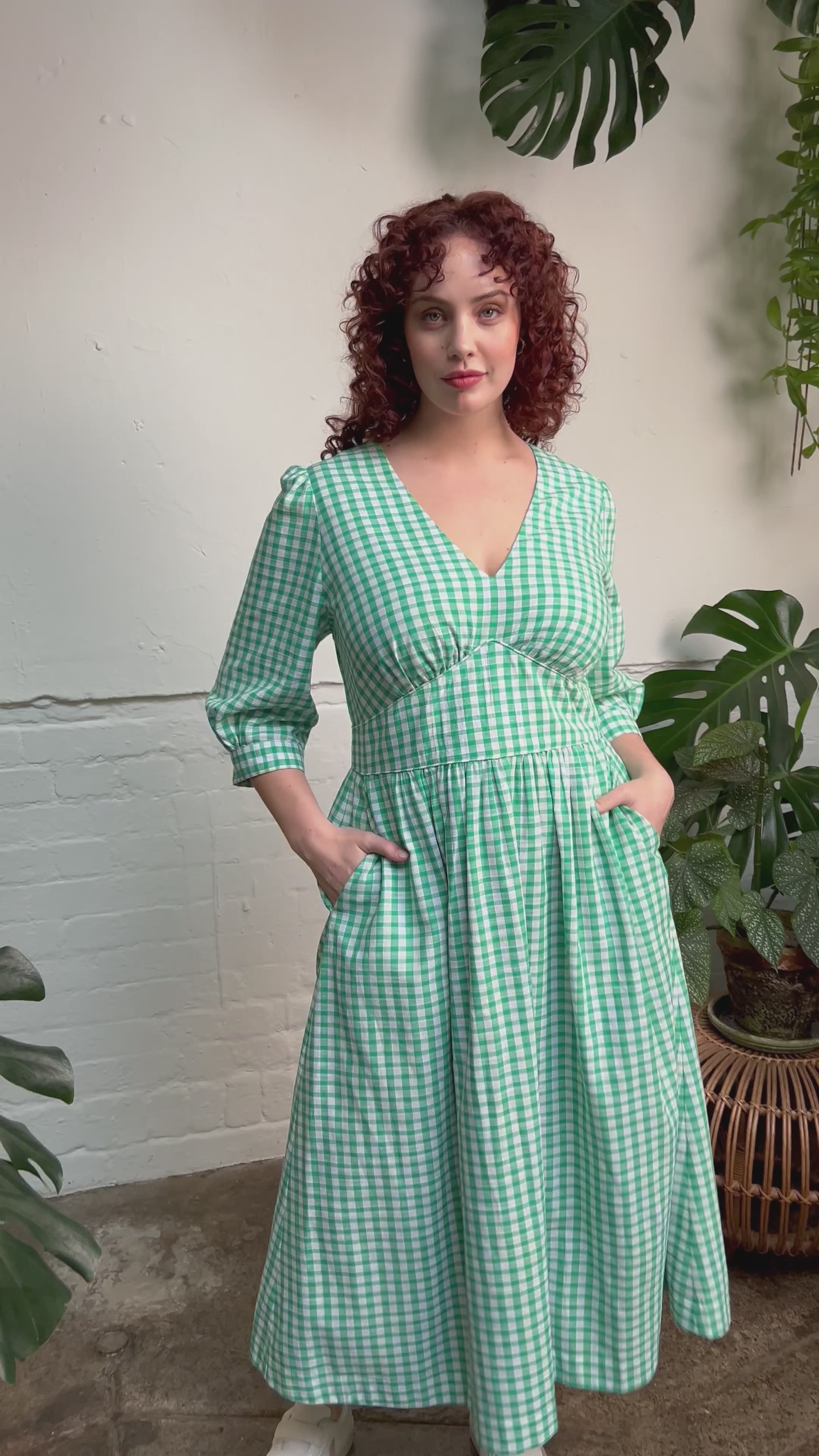 Amelia Emerald Green Gingham Dress