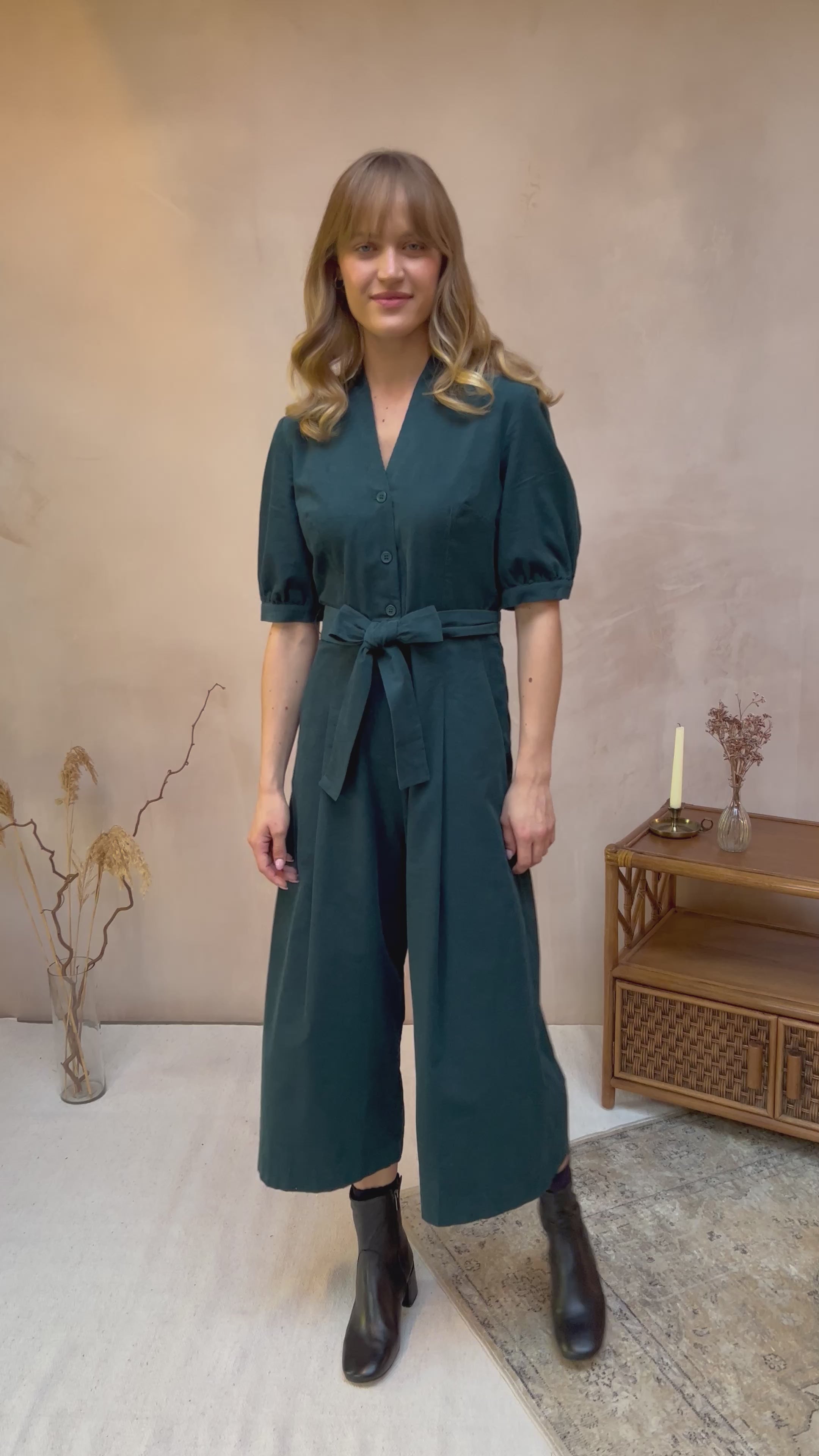 Stella Needlecord Deep Teal Jumpsuit