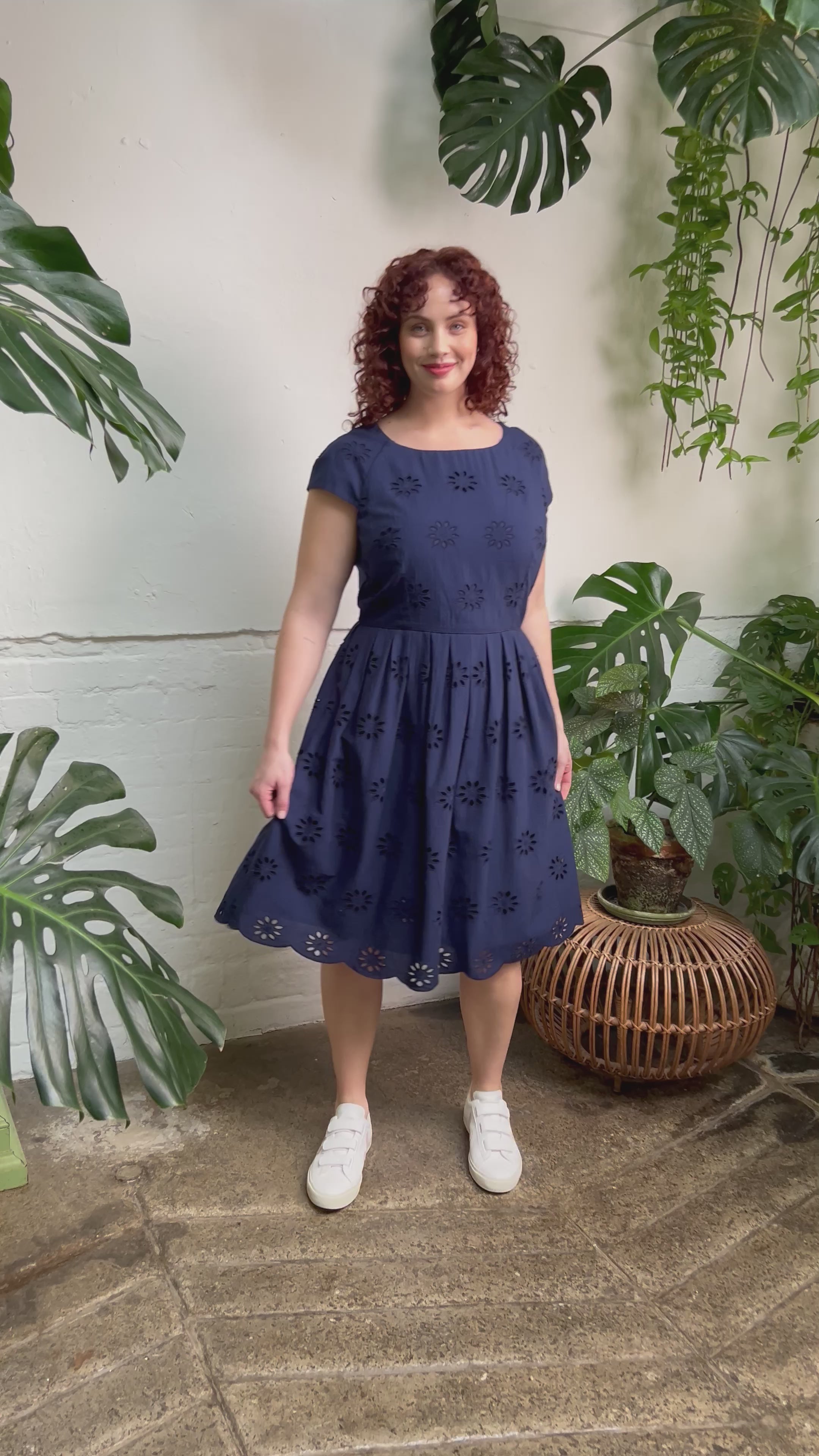 Claudia Floral Broderie Ink Navy Dress