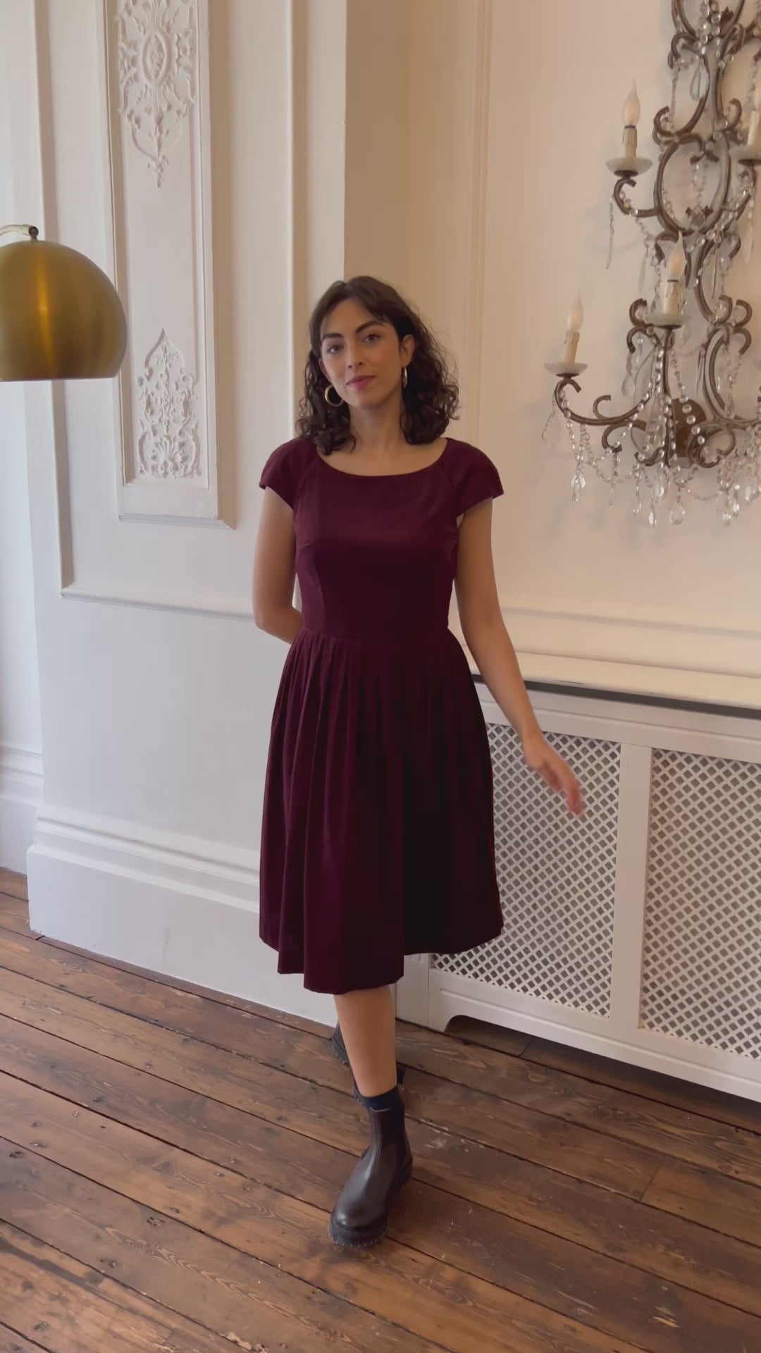 Claudia Needlecord Bordeaux Dress