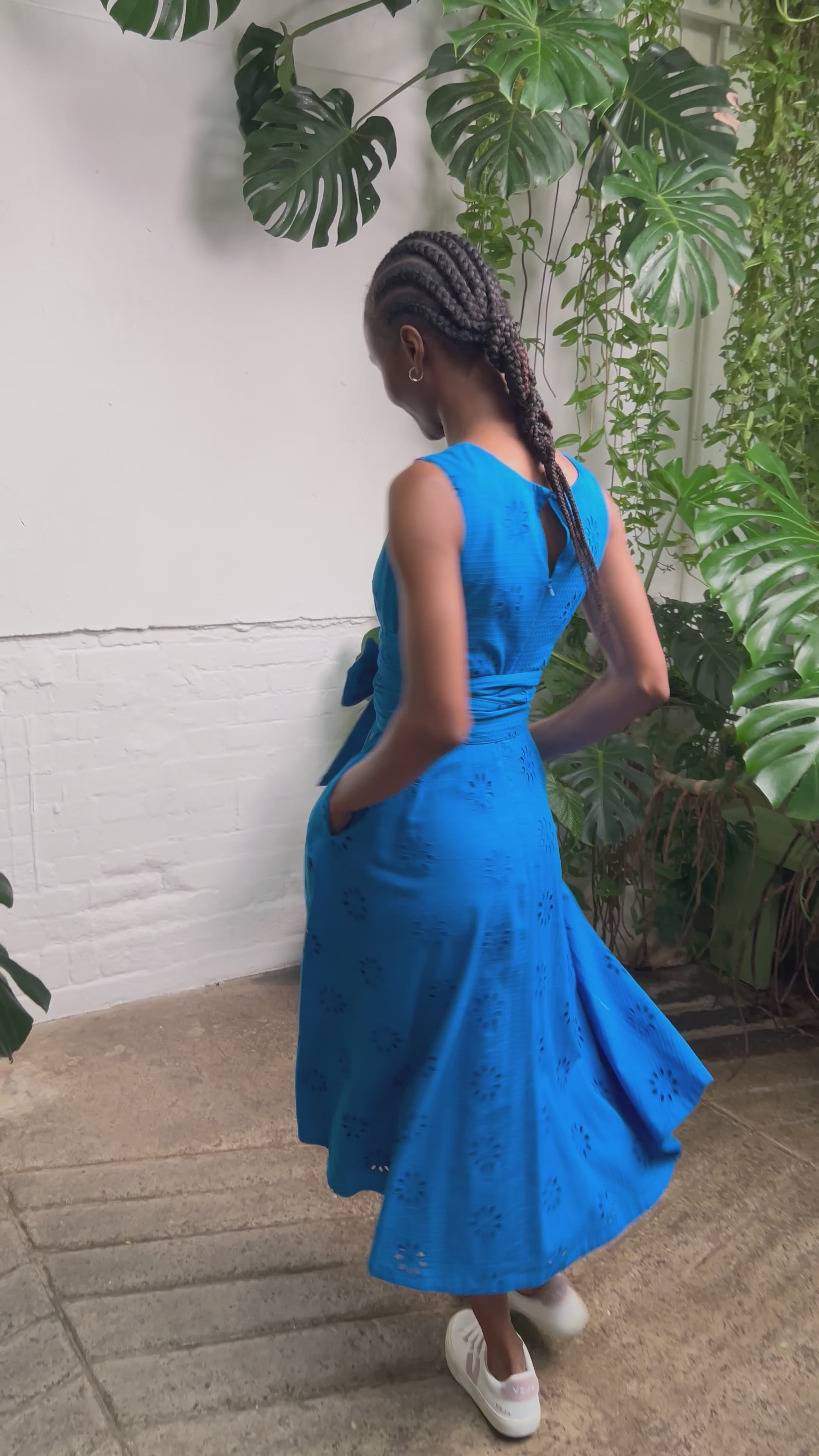 Roberta Floral Broderie Brilliant Blue Dress