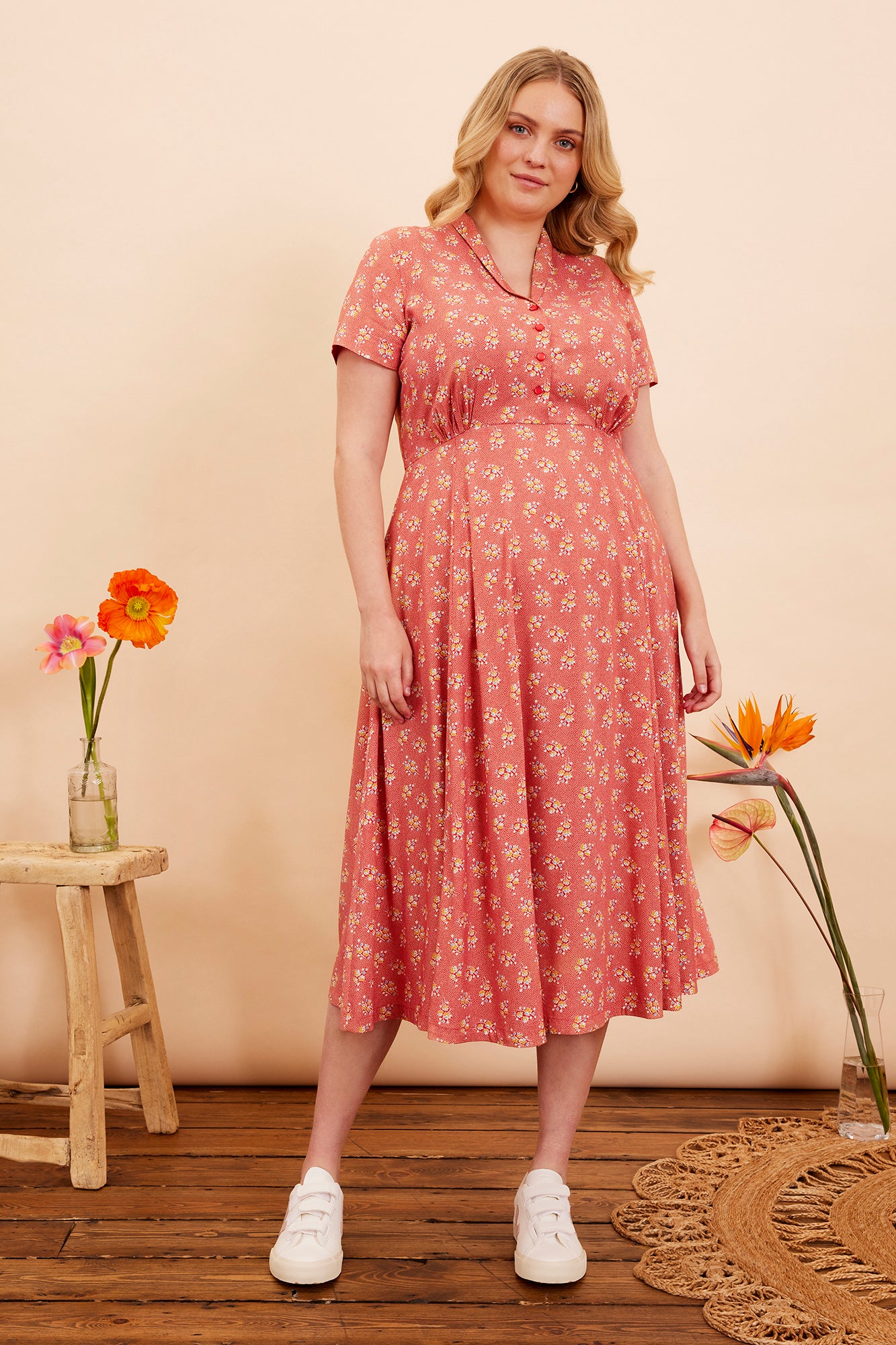 Image of Adele Paprika Ditsy Floral Dress Spring/Summer 2023 - Dress