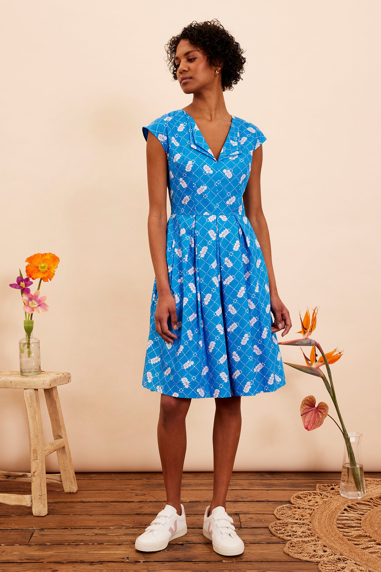 Image of Annie Blue Kitchen Floral Dress Spring/Summer 2023 - Dress
