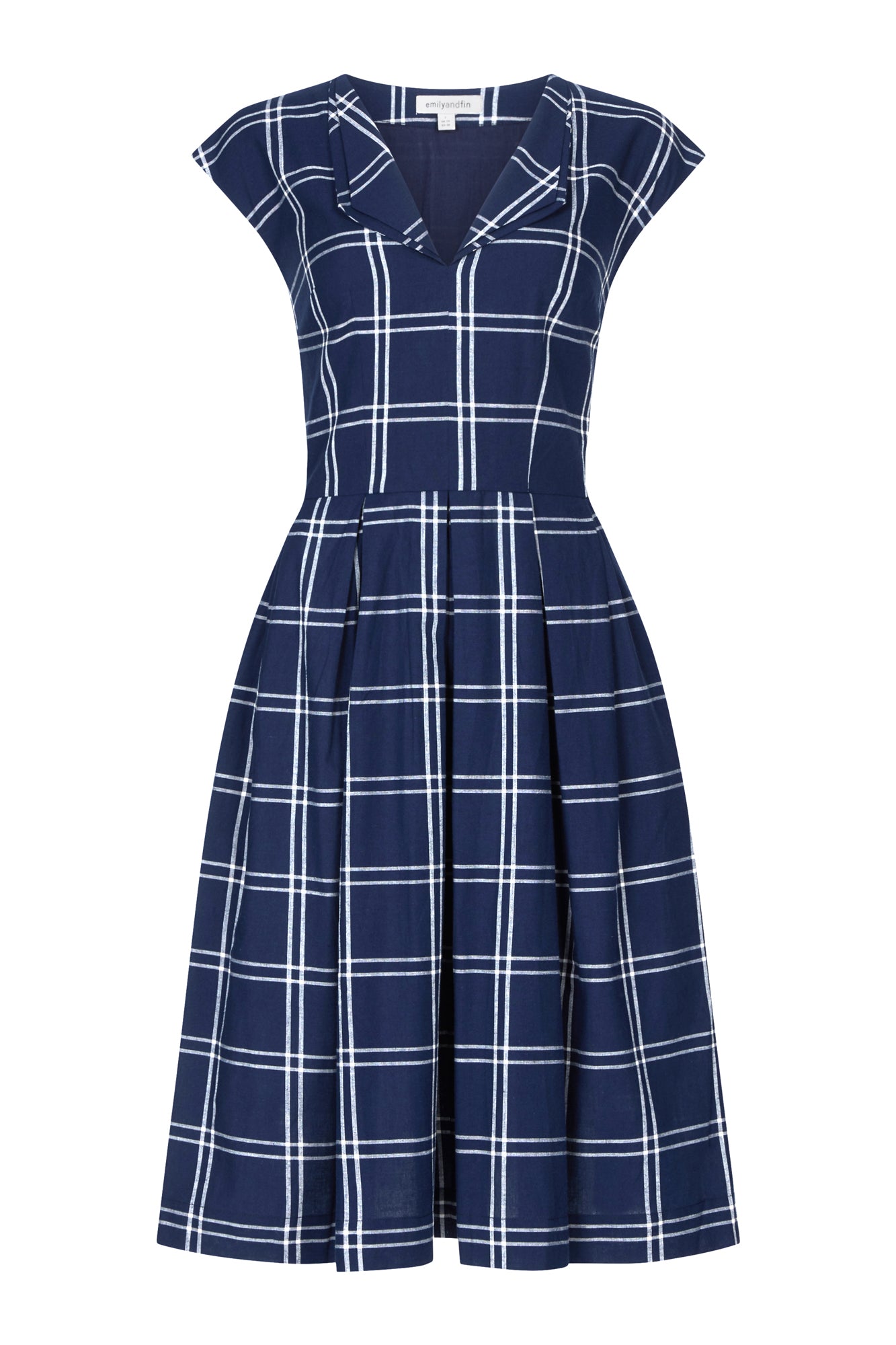 Image of Annie Navy Plaid Dress Carryover - Dress