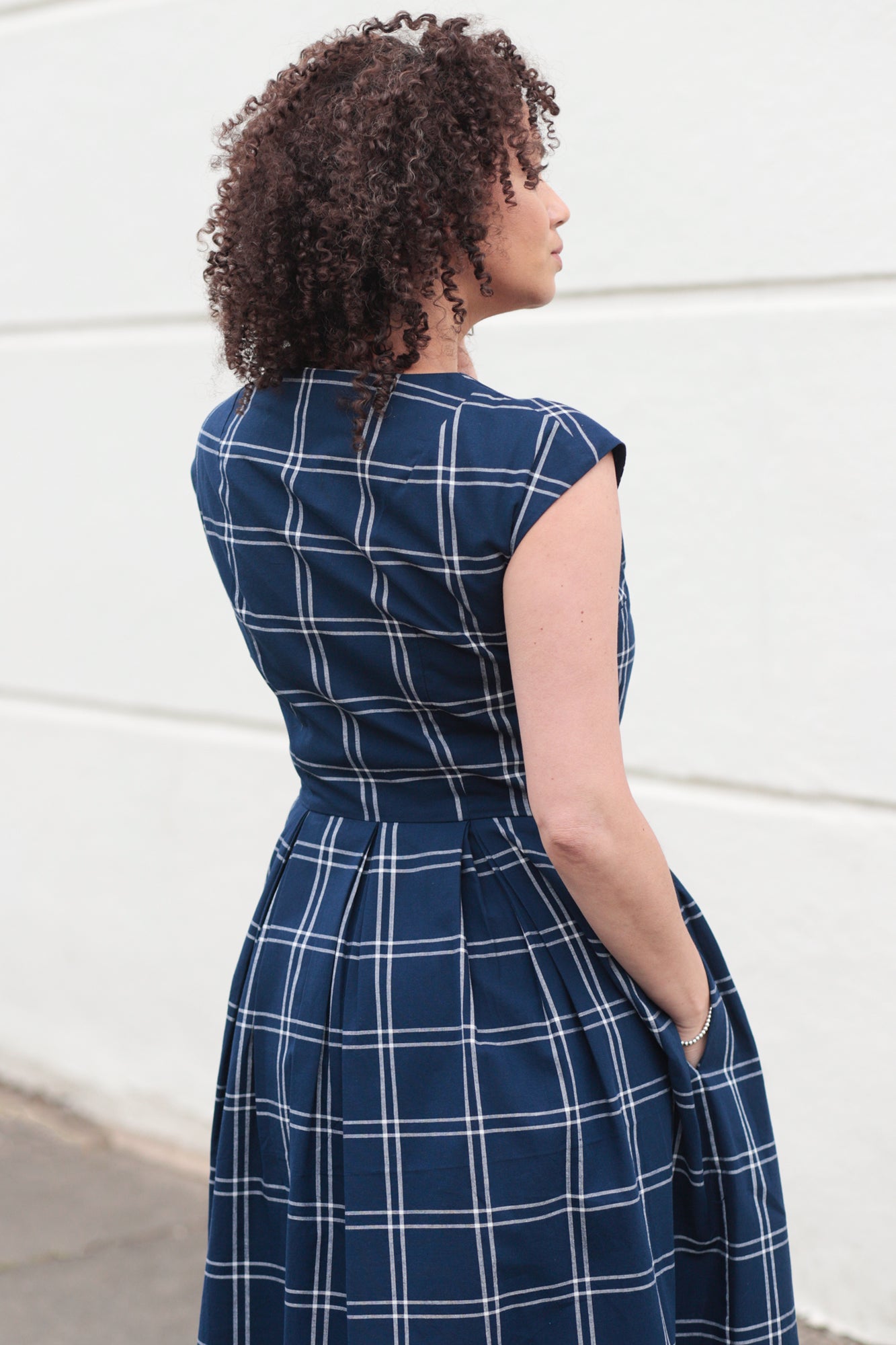 Image of ANNIE NAVY PLAID DRESS - NON RETURNABLE SAMPLE SAMPLE SALE - Dress