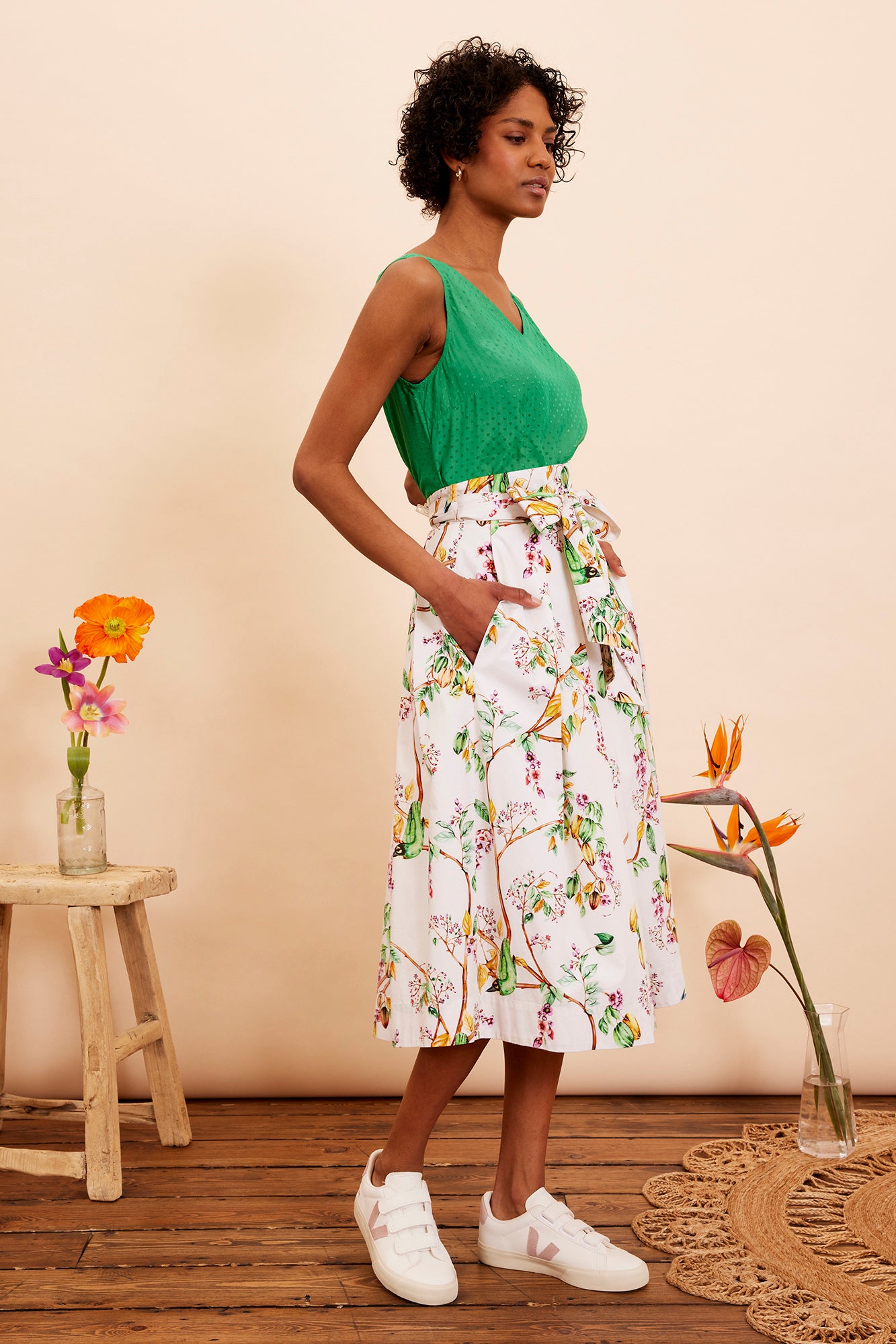 Image of Jemima Gardenia Bird Skirt Carryover - Skirt