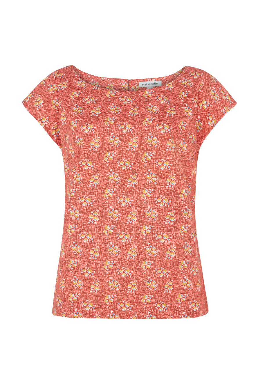 Image of Edna Paprika Ditsy Floral Top Carryover - Top