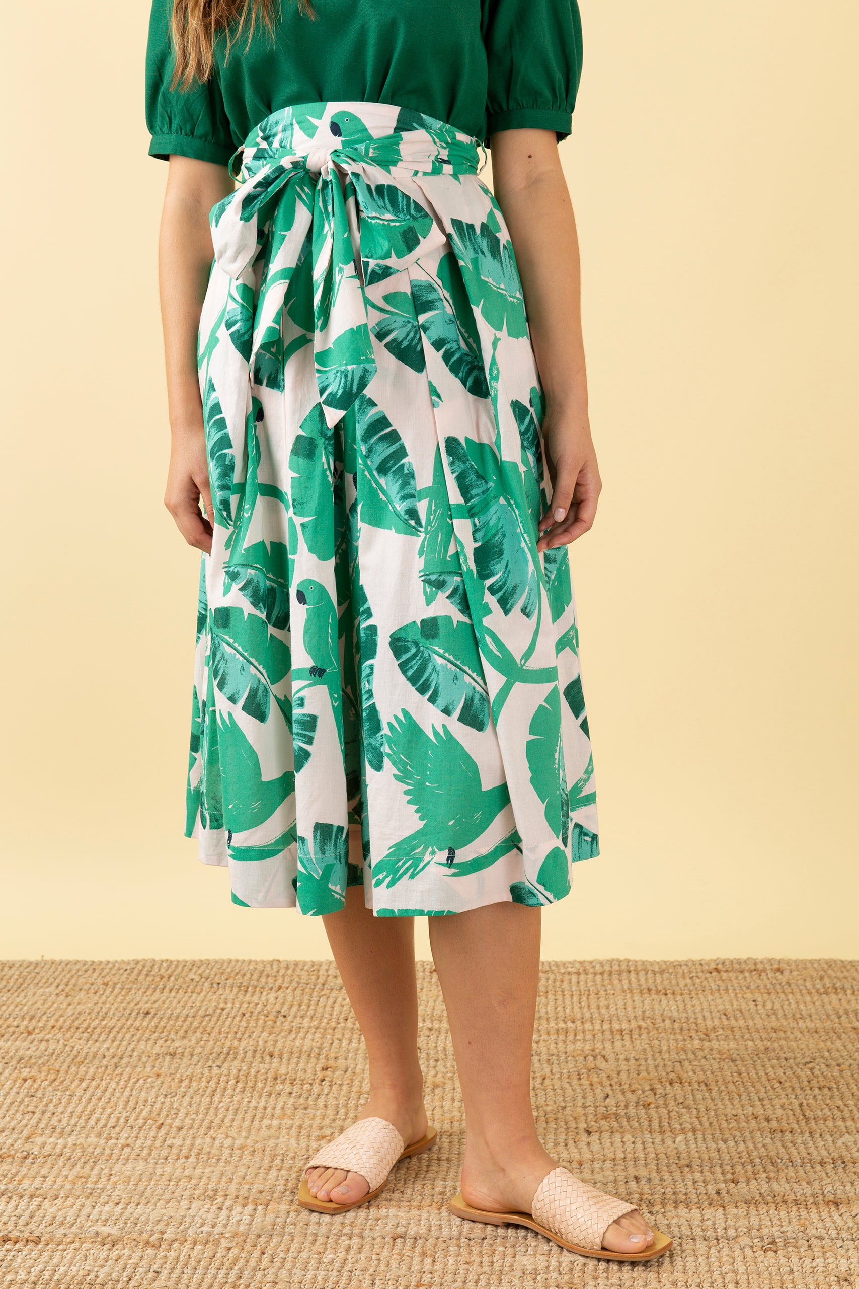 Image of Jemima Botanical Parakeets Skirt Carryover - Skirt