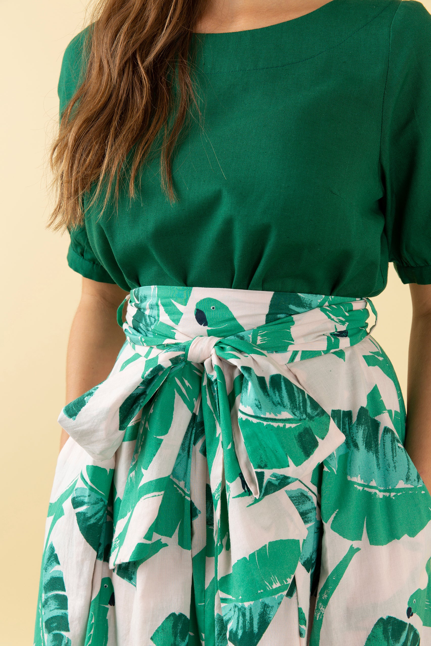 Image of Jemima Botanical Parakeets Skirt Carryover - Skirt