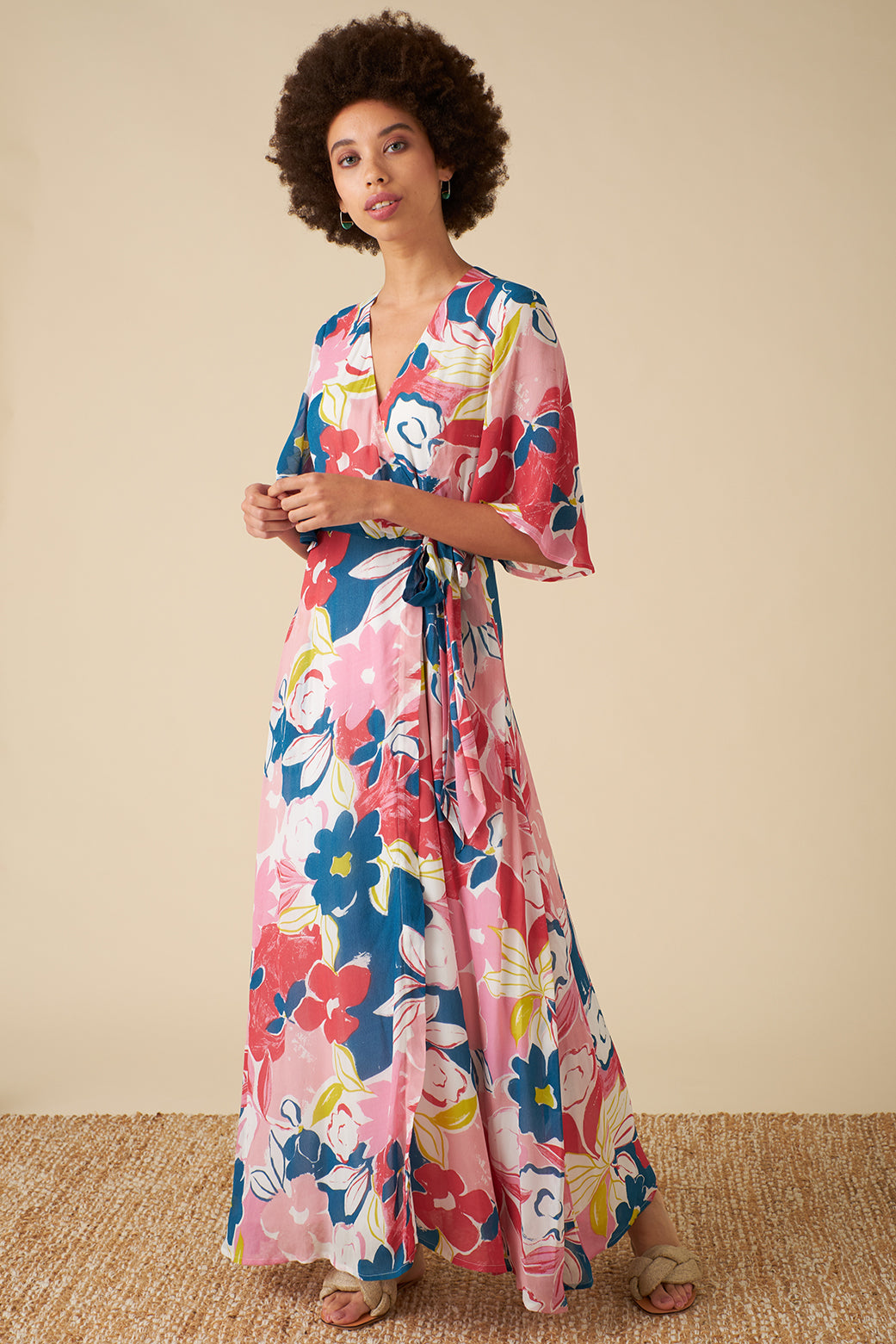 Image of CHLOE PINK ASILAH FLORAL WRAP DRESS - NON RETURNABLE SAMPLE SAMPLE SALE - Dress