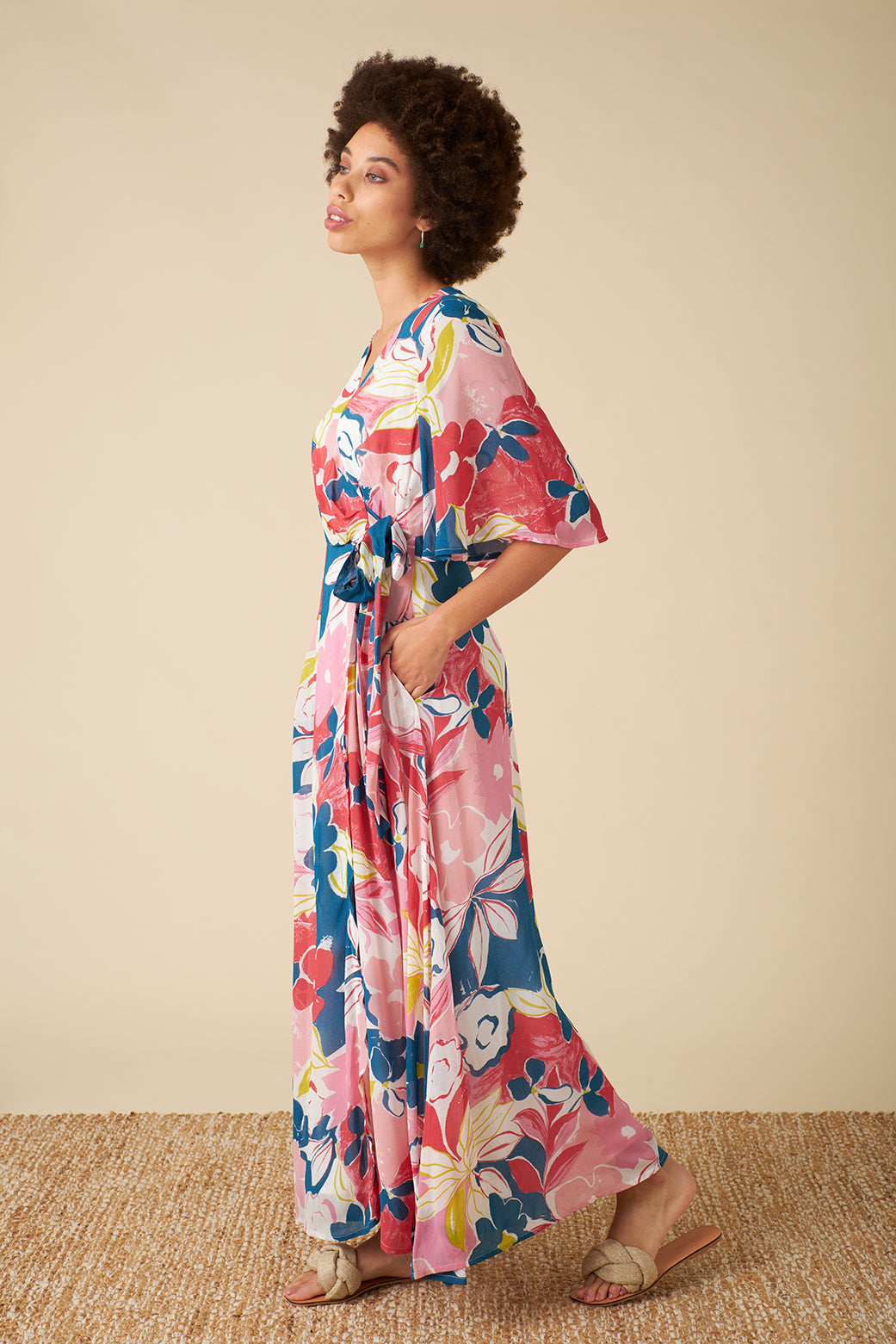 Image of CHLOE PINK ASILAH FLORAL WRAP DRESS - NON RETURNABLE SAMPLE SAMPLE SALE - Dress