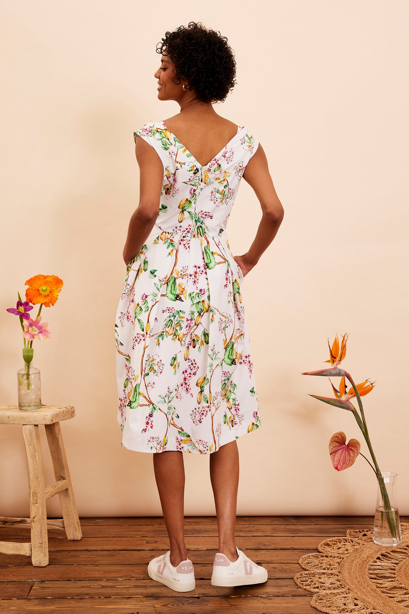 Image of Florence Gardenia Bird Dress Carryover - Dress