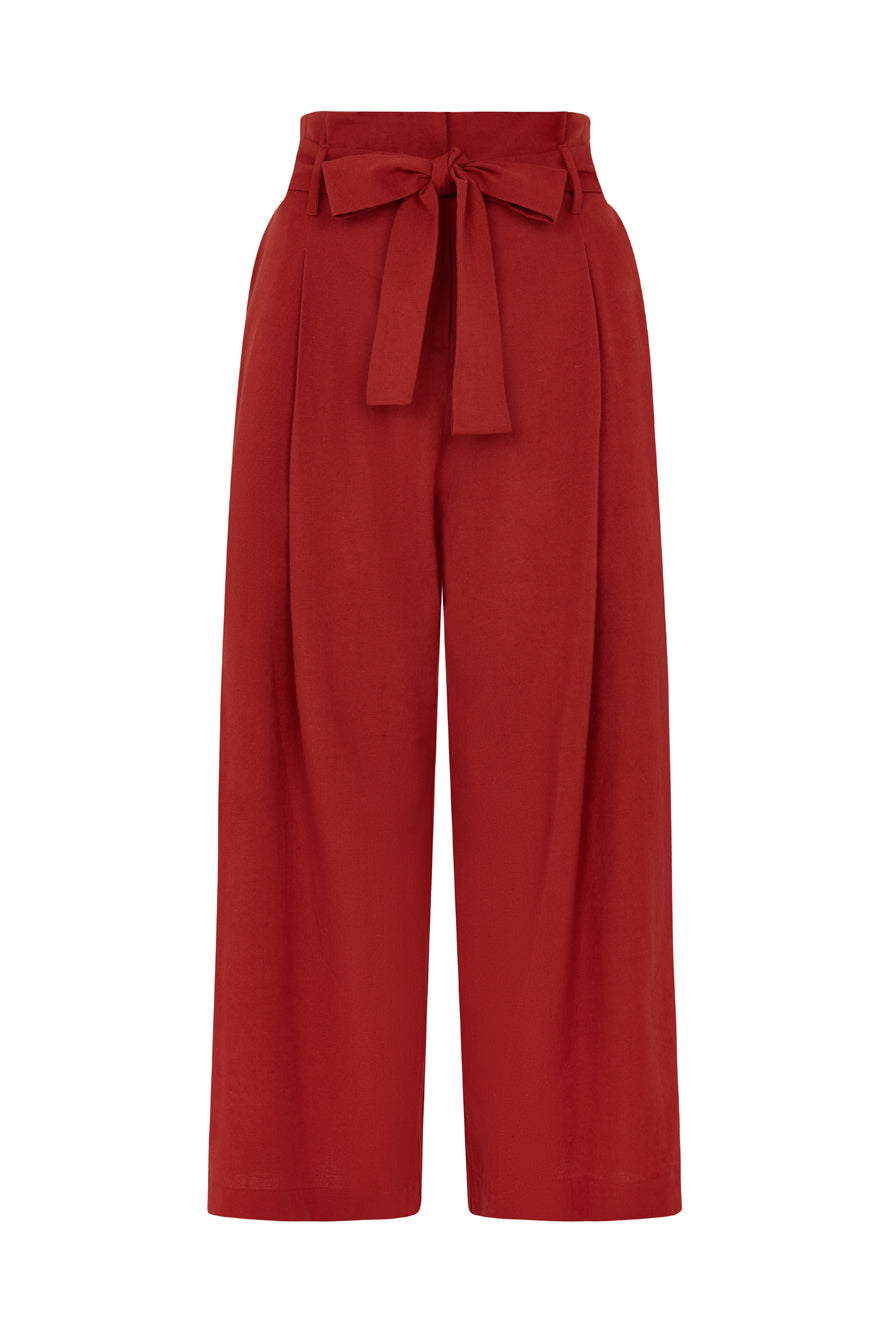 Image of Gilda Paprika Cotton Linen Trouser Carryover - Trouser