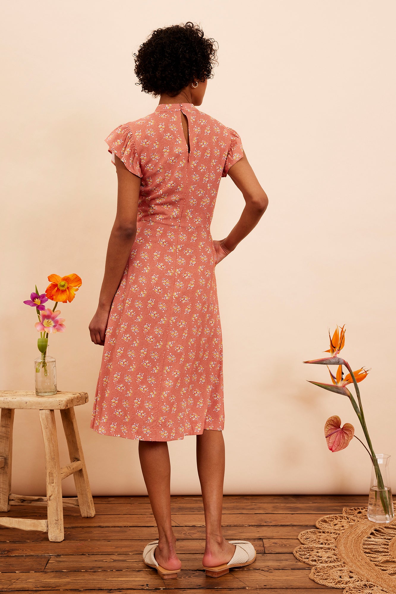 Image of Pauline Paprika Ditsy Floral Dress Spring/Summer 2023 - Dress