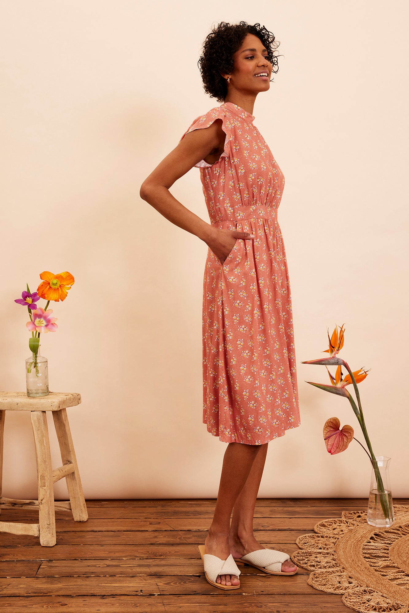 Image of Pauline Paprika Ditsy Floral Dress Spring/Summer 2023 - Dress