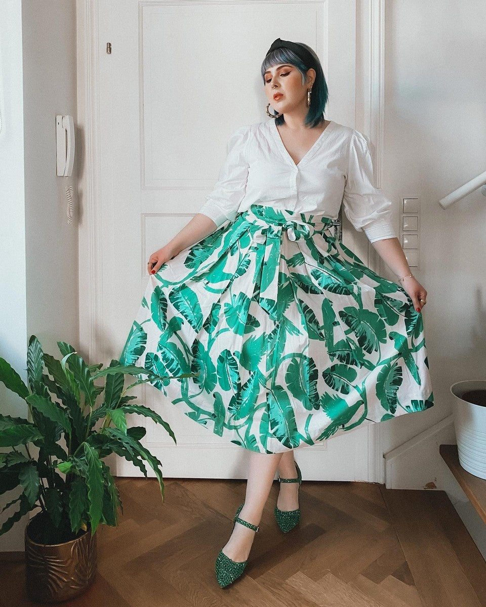 Image of Jemima Botanical Parakeets Skirt Carryover - Skirt